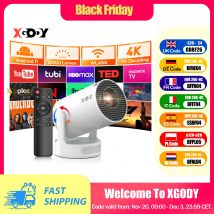 Proiettore LED XGODY 4K 1080p con luminosità da 12000 lumen, sistema home theater portatile WiFi 6 Bluetooth 5.0 per l'intrattenimento