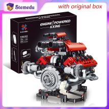 660PCS K96203 Technische Die Motorisierte V8 Motor Auto Teil APP Programmierbare Gebäude Block Modell Set LED Licht Montage Ziegel spielzeug