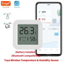 Tuya Temperatur-Feuchtigkeitssensor, Mini-LCD-Display, kompatibel mit Bluetooth, APP, Fernbedienung, Thermometer und Hygrometer