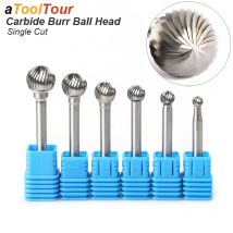 Wolframkarbid-Rotationsfeile, Gratform, Schnitzwerkzeuge, einzelner Schnitt, Kugelkopf, Fräser, CNC-Gravur für Metall, 6 mm, 1/4 Schaft