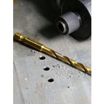 Vearter 5Pc 5-12mm HSS M2 Titanium Plated Twists Drill Bits With 6.35mm Hex Shank Electric Drill for Wood Metal Plastic Hole PVC