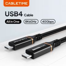 CABLETIME USB 4 Cable PD 100W USB-IF Certified 8K 60Hz 40Gbps Type C Fast Charge Compatible with Macbook Pro Laptop C413