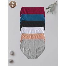 6 SZTUK damskich majtek w jednolitym kolorze z wysokim stanem, wykonanych z czystej bawełny, miękkie i wygodne, damskie majtki codzienne, sportowe.