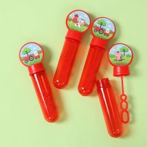 Bottiglia di sapone con tubo a bolle di animali da fattoria rossa Decorazione per feste di compleanno in fattoria Bomboniere per bambini Giocattoli per ospiti Regali Decorazione per baby shower