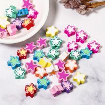 50 stücke fünfzackige Stern Polymer Clay Perle 10mm mehrfarbige lose Spacer Perlen für Schmuck machen DIY Armband Schlüssel bund Ergebnisse
