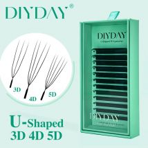 DIYDAY-extensión de pestañas 3D 4D 5D en forma de U, nuevo estilo, pestañas en forma de U, ventiladores prefabricados, pestañas postizas de visón esponjosas y ligeras