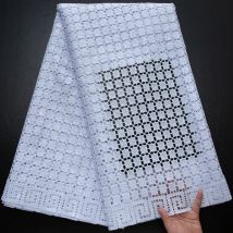 ​ Luxus Weiß Afrikanische Guipure-schnur Spitze Stoff Stickerei Mesh Wasserlösliche Pailletten Spitze 5 Yards Für Designer Hochzeit Kleid ​