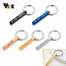 Vnox Personalisieren 1-4 Seiten Gravieren 3D Bar Vertikale Schlüssel Ketten für Männer Frauen Minimalistischen Edelstahl Benutzerdefinierte Geschenke schmuck