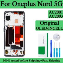 AC2001 AC2003 100% probado AMOLED Lcd para OnePlus Nord 5G pantalla táctil digitalizador Panel montaje PANTALLA LCD con marco
