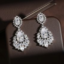 Uilz Mode kubischen Zirkon Kronleuchter baumeln Tropfen Ohrringe für Frauen Hochzeits feier Schmuck