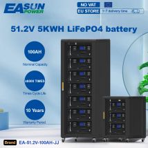 Akumulator EASUN LiFePO4 48V 100Ah 5kWh z wbudowanym BMS 16S 100A, RS485, CAN, pakiet ogniw do systemów solarnych, magazynowania energii w domu, wózków transportowych.
