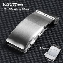 316L Stainless Steel Solid Watch Buckle Luxury Adjustable Metal Button 18mm 20mm 22mm Double Press Folding Clasp  Accessories