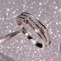 Einfache weibliche Ringe aus 925er-Sterlingsilber, doppellagig, glänzend, einreihig, Zirkon-Fingerringe für Frauen, Hochzeit, Schmuck, Bijoux