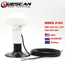 QUESCAN R80L 12 V 24 V RS232 GPS-Antenne NMEA 0183 GPS GLONASS Galileo GNSS-Empfänger Marine NMEA0183 4800 Baudrate RMC GGA GLL VTG