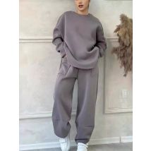 Neue Solide 2-teiliges Set frauen Herbst Und Winter Casual Lose Rundhals Lange ärmeln Sweatshirt Und Hosen Anzug weibliche