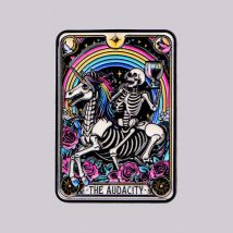 Skelett Tarot Emaille Pin „Audacity“ Brosche Pines Anstecknadeln Abzeichen auf Rucksack Kleidung Accessoires Punk Schmuck Geschenke