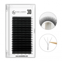 SENSE LASHES 3D W Shape Eyelash 0.07 C/D Curl Natural Soft Faux Mink Lashes 12 Rows Professional Premade Volume Fan Lashes