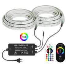 220 V RGB-LED-Streifenlichter, 5050, dimmbar, IP67, wasserdicht, flexibles Band, EU-Stecker, RF/Fernbedienung, RGB-LED-Bandlampe