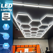 Lampada da garage con luci a LED esagonali Lampada a LED a nido d'ape altamente efficiente personalizzata per officina di illuminazione a soffitto da barbiere