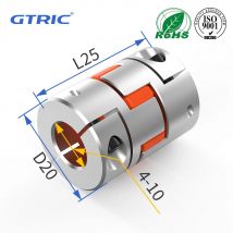 GTRIC Aluminium Plum Flexible Coupler 2 Jaws D20L25 Spider Elastic Motor Coupling Shaft CNC Motor Encode 4/5/6/6.35/7/8/10 mm