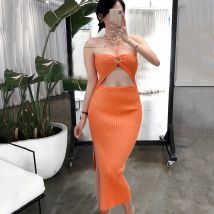 YuooMuoo Chic Mode Sexy Wrap Kleid Frauen Rippe Gestrickt Dünne Elastische Halter Bodycon Kleid Urlaub Stil Sommer Strand Vestidos