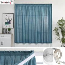 Hochwertige Autohesion-Vorhänge für Fenster, halbverdunkelungsvorhänge im Schlafzimmer, undurchsichtige kleine Vorhänge in Küche, Zimmer, einfarbig, weiß, grau, blau