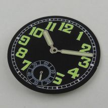 Luxuriöses 35,5 mm schwarzes Zifferblatt + Zeiger passen auf das ETA 6498-Uhrwerk