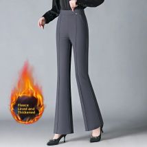 High Waist Fce Lined Thi Wide Leg Pants Casual Bell Bot Trousers Long Straight Cut Pants Autumn Winter New Sle
