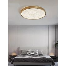 Simple Design Round Marble Stone Ceiling Lights Elegant All Copper Light Fixture