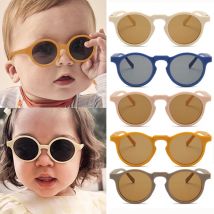 Neue Kinder Vintage Matt Runde Outdoor Sonnenschutz Sonnenbrille Baby Mädchen Acryl UV400 Sonnenbrille Kinder Mode Gläser