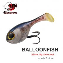 ESFISHING Silikon-Weichköder, Balloonfish, 82 mm, 24 g, 1 Stück, Deraball mit hochwertigem Haken, Pesca, künstlicher Angelköder