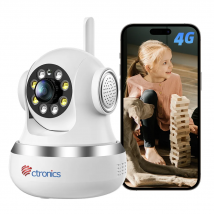 Telecamera di sorveglianza per interni Ctronics 4G LTE 360 °   PTZ Rilevazione umana Monitoraggio automatico Telecamera IP Audio bidirezionale Visione notturna a colori
