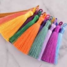 10 Stücke 8 cm Bunte Baumwolle Seide Quaste Pinsel Für Ohrring Charme Machen Sati Quasten Anhänger Diy Schmuck Erkenntnisse Handgemachte handwerk