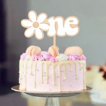 Wooden Cake Topper, 1st Birthday Cake Decoration, Wood One flower Cake Topper, Flower One Theme Party Cake Decor, Party Supplies