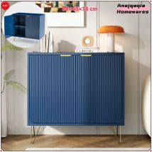 Anajqaqia Cassettiera con 2 ante e gambe in metallo, credenza, mobile da cucina, soggiorno, camera da letto, 80x40x78 cm, blu scuro