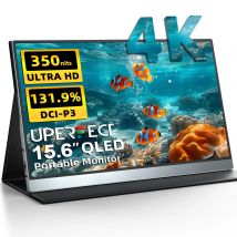 UPERFECT 4K QLED Monitor portatile da 15,6 pollici 130% sRGB HDR USB-C Display per computer portatile HDMI con copertura intelligente e doppi altoparlanti