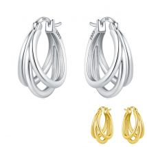 925 Sterling Silver Exquisite Multi-layer Ear Ring Jewelry Versatile Hoop Earrings For Women Jewelry Fine Birthday Party Gift