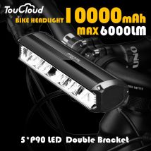 10000mAh Luce per bicicletta 5P90 LED Anteriore Doppio Staffa Power Bank MTB Lampada per bicicletta da montagna Faro per bici Accessorio per ciclismo Coda