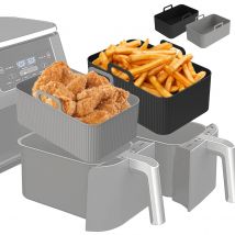 Silikon-Luftfritteuse-Einsatz für Ninja Dual Air Fryer Zubehör, wiederverwendbare Silikon-Topf-Grillpfanne, Backkorb, Küchenzubehör