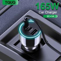 Caricabatteria da auto a ricarica rapida da 165W PD QC USB C adattatore per caricabatterie per telefono da auto per MacBook Pro iPhone 15 14 13 12 laptop Xiaomi Samsung