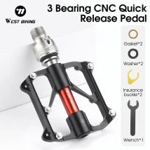 WEST BIKING 3 Bearing Bicycle Pedal Quick Release Aluminum Alloy Non-Slip Lightweight Cycling Pedals MTB Road Bike Accessories