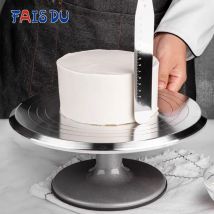 FAIS DU 12inch Aluminum Cake Turntable Accessories Set Rotating Cake Stand Tools Metal Stainless Steel Pastry Spatula Scraper