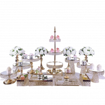 6Pcs-18 pz/lotto Set di alzate per torte in cristallo di metallo placcato espositore per torte da Dessert per feste di compleanno di nozze