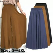 2025 frauen Frühling Sommer Casual Hosen Plus Größe Breite Bein Hosen Baumwolle Leinen Mid Rise Elastische Drapieren Gerade Bein hosen Weibliche