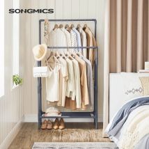 SONGMICS Kleiderständer, mit 2 Kleiderstangen, 1 Ablage, bis 55 kg belastbar