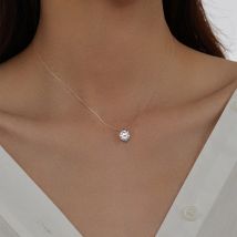 Neue S925 Sterling Silber 18k vergoldete Halskette Einzelne funkelnde Zirkon Schlüsselbeinkette für Frauen Hochzeit Edlen Schmuck Collares