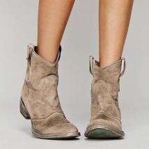 Vintage Cowboy Stiefeletten für Frauen spitzen Zehen niedrige Absätze weibliche Herbst Winter Slip auf Pu Leder Stiefeletten