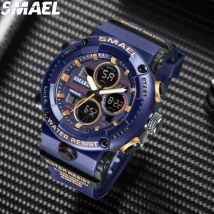 Reloj deportivo SMAEL para hombre, relojes digitales LED resistentes al agua, cronómetro, reloj de esfera grande para hombre 8038, reloj masculino, relojes de cuarzo para hombre