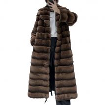 2025 new Over knee-length detachable Rex rabbit hair chinchette fur coat women winter new thick warm coat