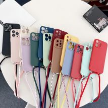 Collana a tracolla Cinghia Cordino Custodia in silicone liquido per iPhone 16 15 14 13 12 11 Pro X XR XS Max 6 7 8 Plus SE 20 Covever
